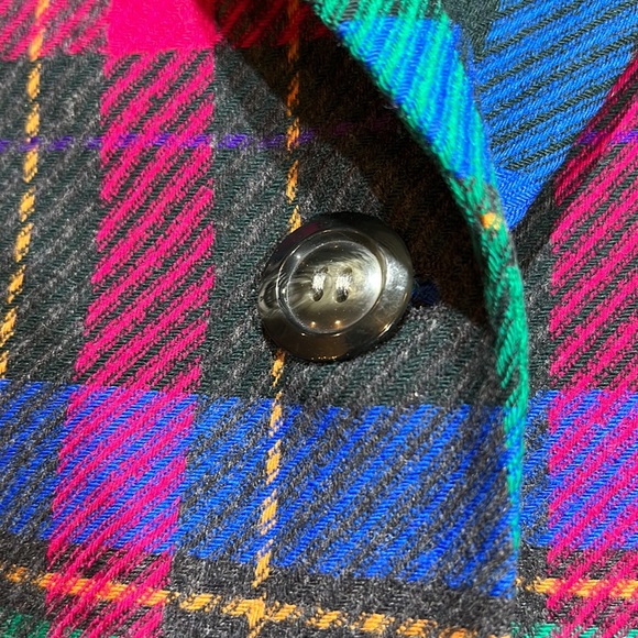 Pendleton Blazer Fuscia pink, charcoal gray, green, & blue plaid Wool Blazer - Picture 10 of 16